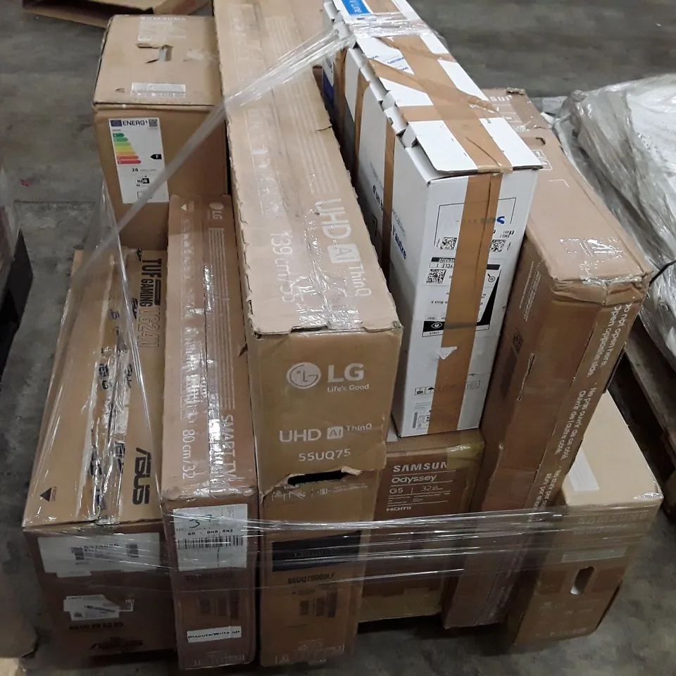 PALLET OF APPROXIMATELY 11 ASSORTED BOXED TV SCREENS & MONITORS 