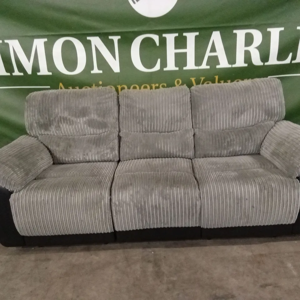 SIENNA FABRIC/FAUX LEATHER HIGH BACK 3 SEATER RECLINER SOFA RRP £849