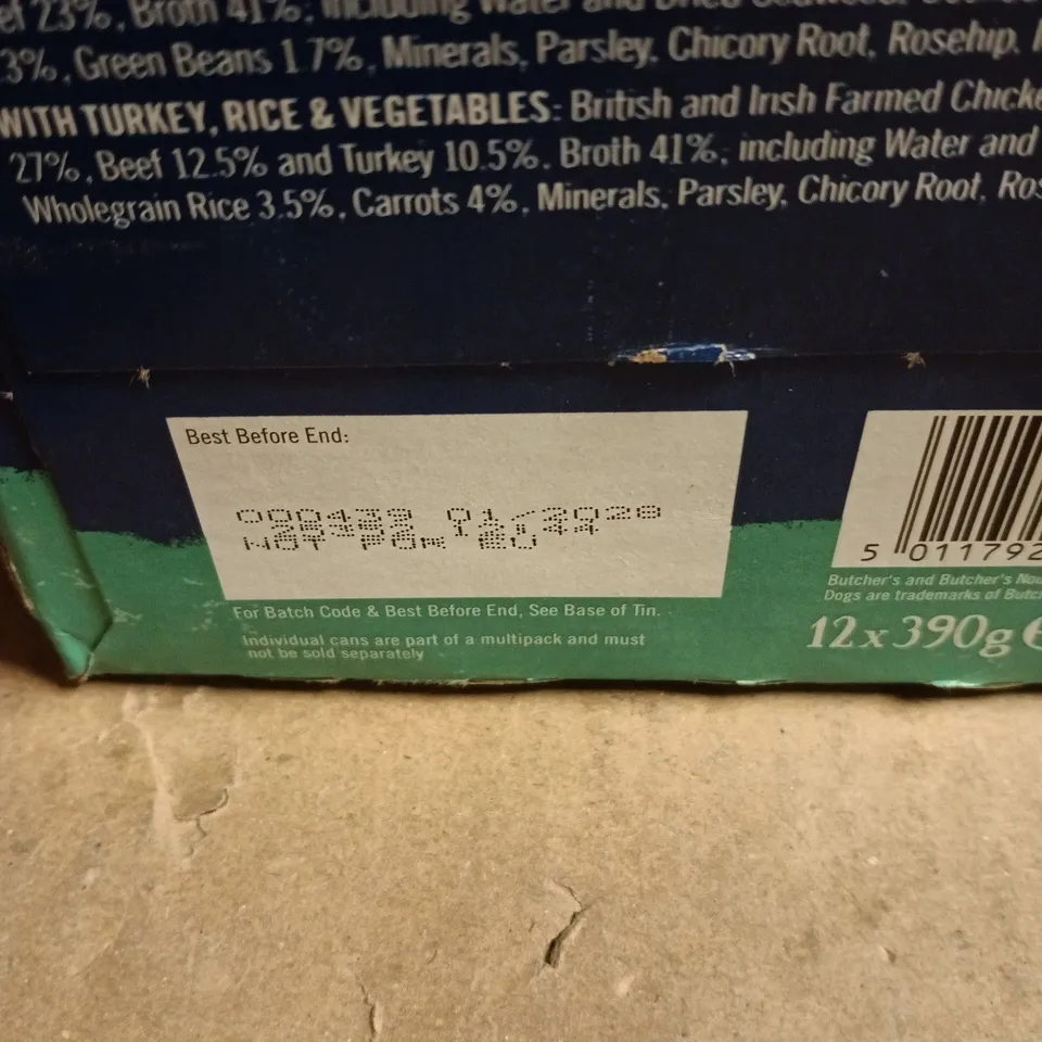 BUTCHERS DOG 12 X 390G DOG FOOD CHICKEN/BEEF/TURKEY BOXED
