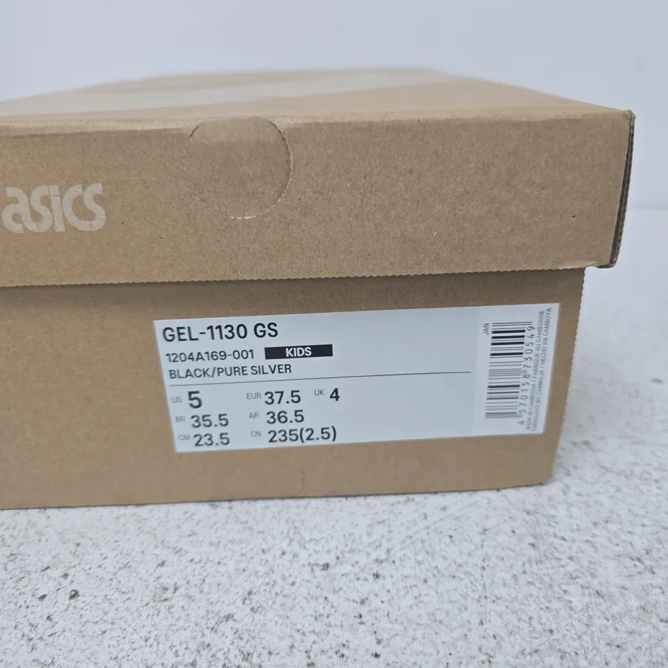 ASICS GEL-1130 GS KIDS' RUNNING SHOES – BLACK/PURE SILVER, UK 4