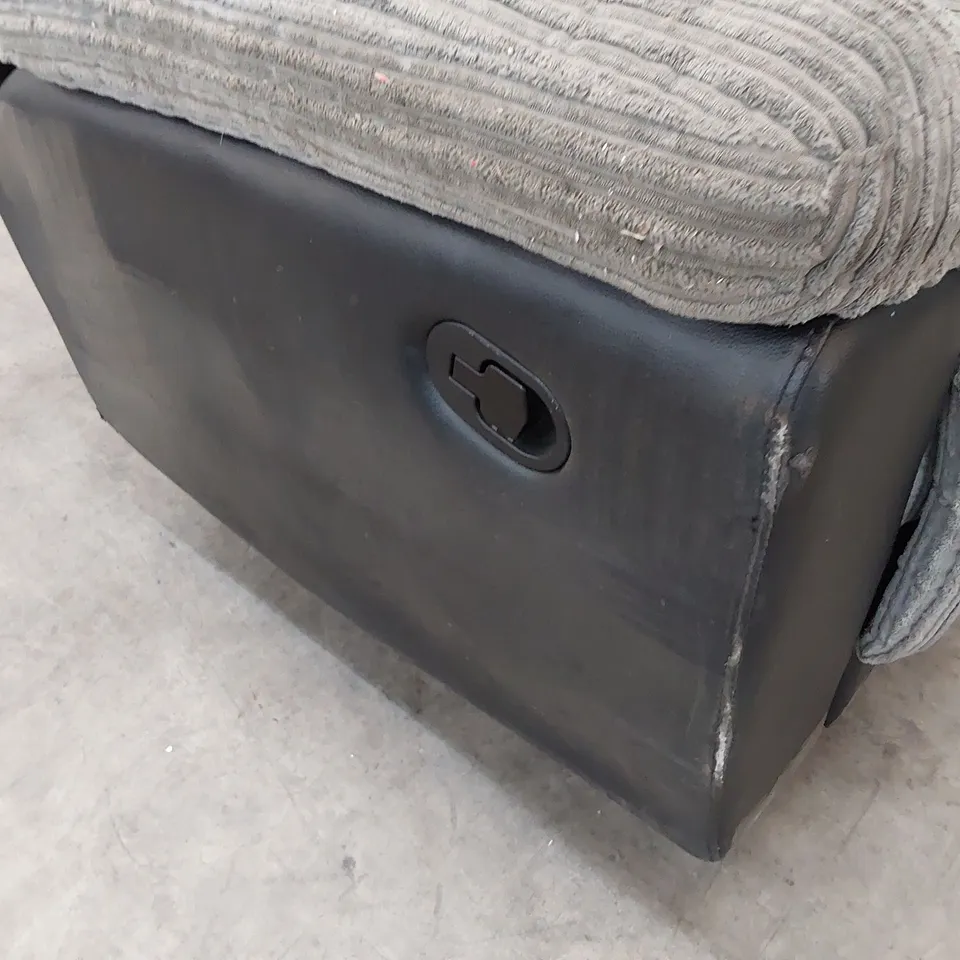 DESIGNER MANUAL END RECLINING CORNER GROUP BLACK FAUX LEATHER & GREY JUMBO CHORD 