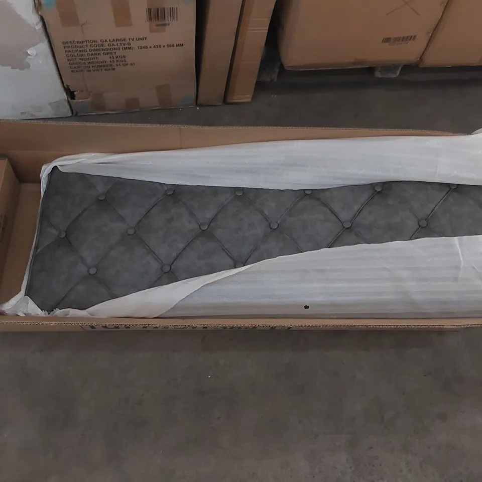 BRAND NEW BOXED LOUIS 1.3M DARK GREY LEATHER DINING BENCH 