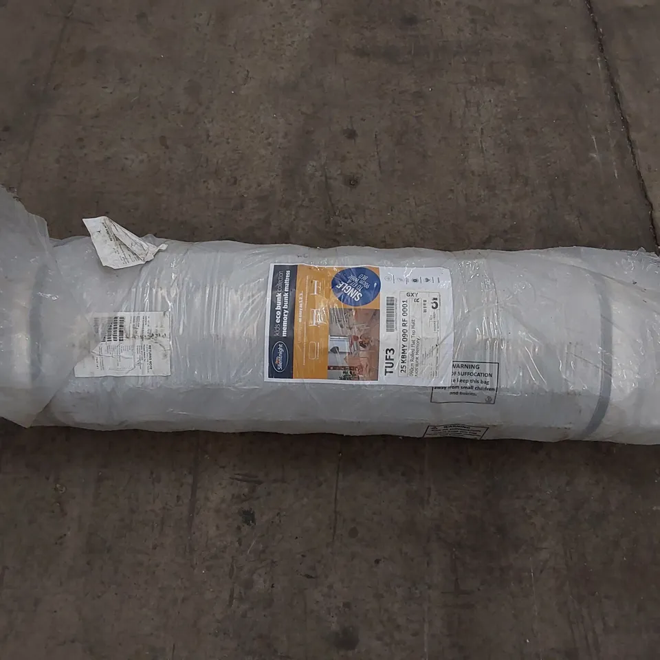  QUALITY BAGGED ROLLED SILENTNIGHT 90CM ROLLED FLAT TOP KIDS BUNK MEMORY FOAM MATTRESS