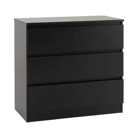 BOXED MALVERN 3 DRAWER CHEST BLACK RECESSED HANDLES (1 BOX)