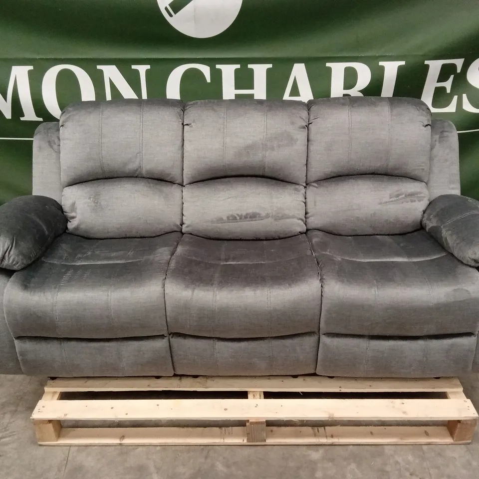 ALAIYNA 3 SEATER WIDE HOME THEATER MANUAL RECLINER SOFA - GREY