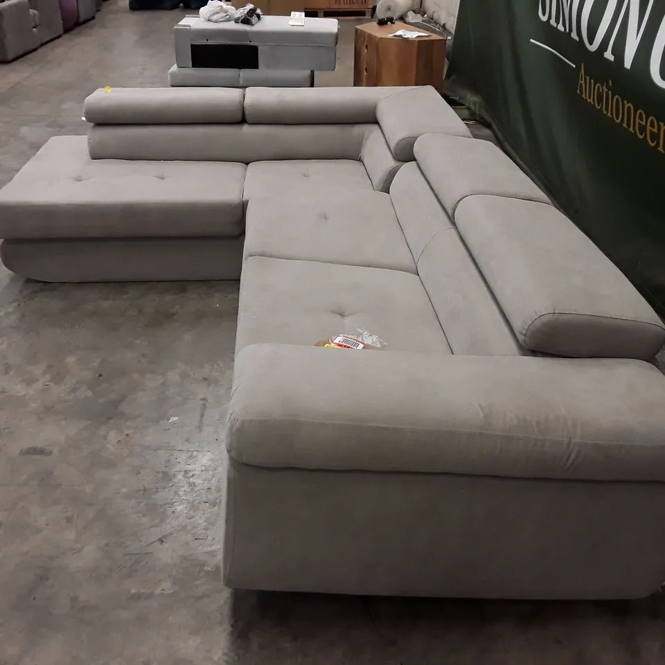 QUALITY DESIGNER FLAVIUS CORNER SOFA BED - GREY FABRIC