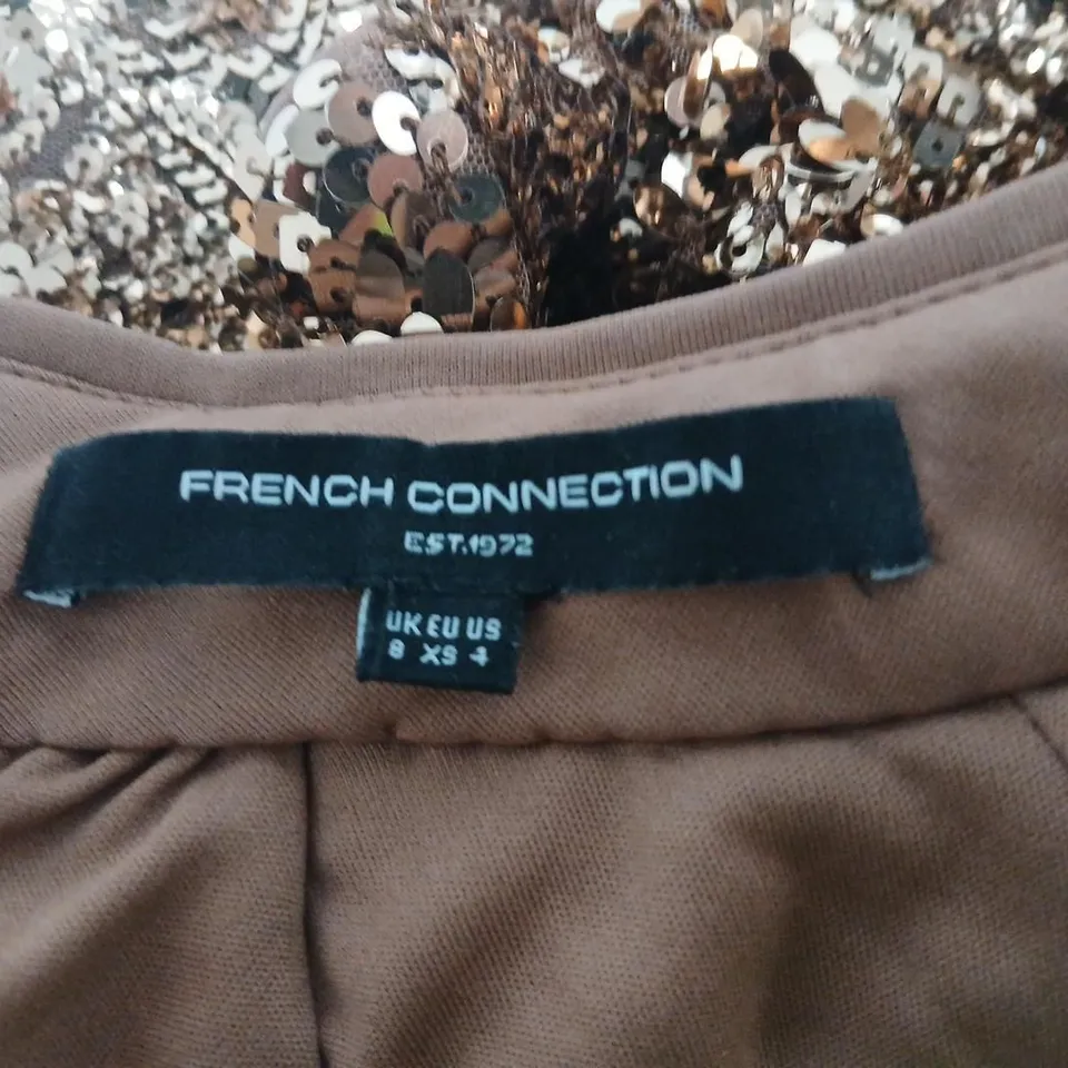 FRENCH CONNECTION BROWN/GOLD SEQUIN DRESS – WOMEN'S, UK 8 (US 4)