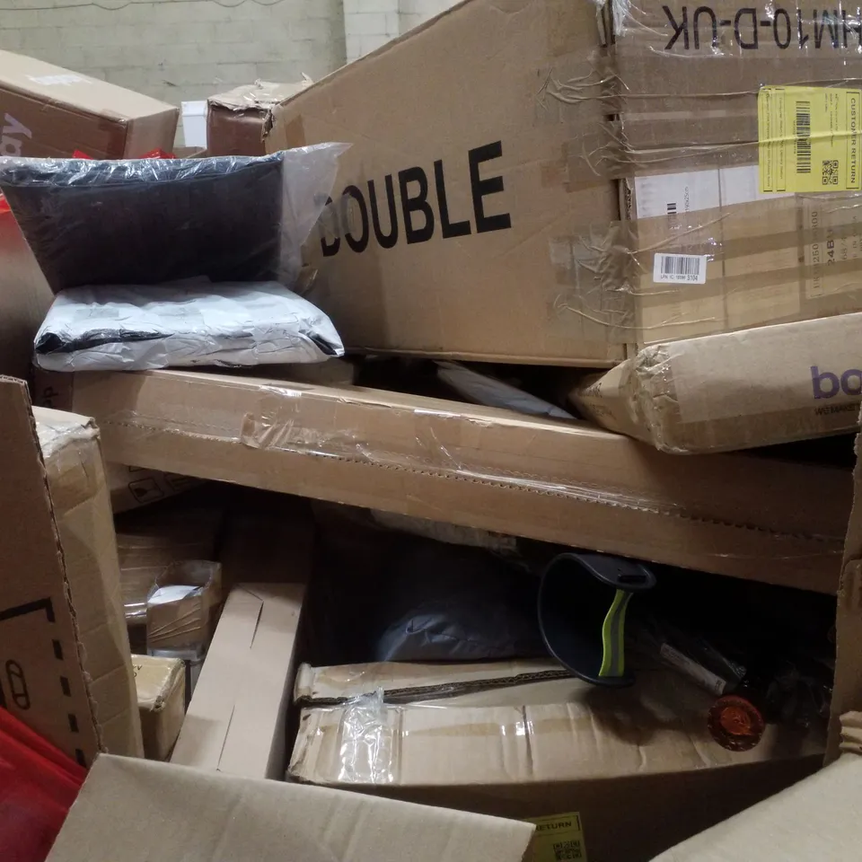 PALLET CONTAINING ASSORTED PRODUCTS INCLUDING MANICURE LEATHER HAND PILLOW, RAISED TOILET SEAT, LED BATHROOM MIRROR & LED CEILING FAN