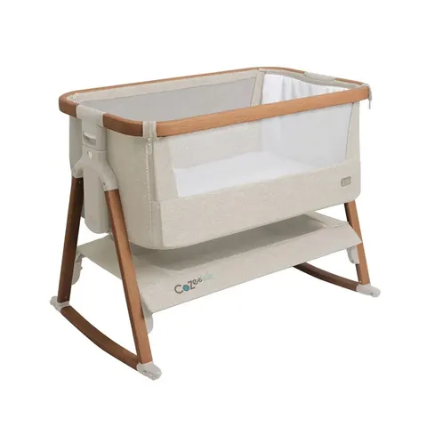 BOXED COZEE AIR BEDSIDE CRIB β SCANDINAVIAN WALNUT/ ECRU (1 BOX)
