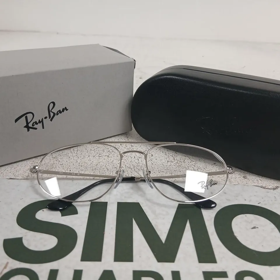 RAY-BAN EYEGLASSES – METAL FRAME WITH CLEAR LENSES, BOX & BLACK HARD CASE