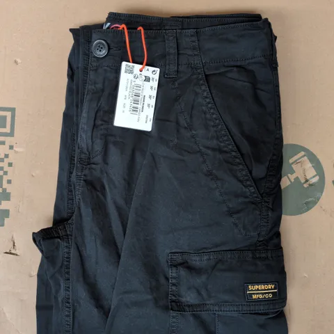 SUPERDRY LOW RISE STRAIGHT CARGO PANTS IN BLACK SIZE UK 30"