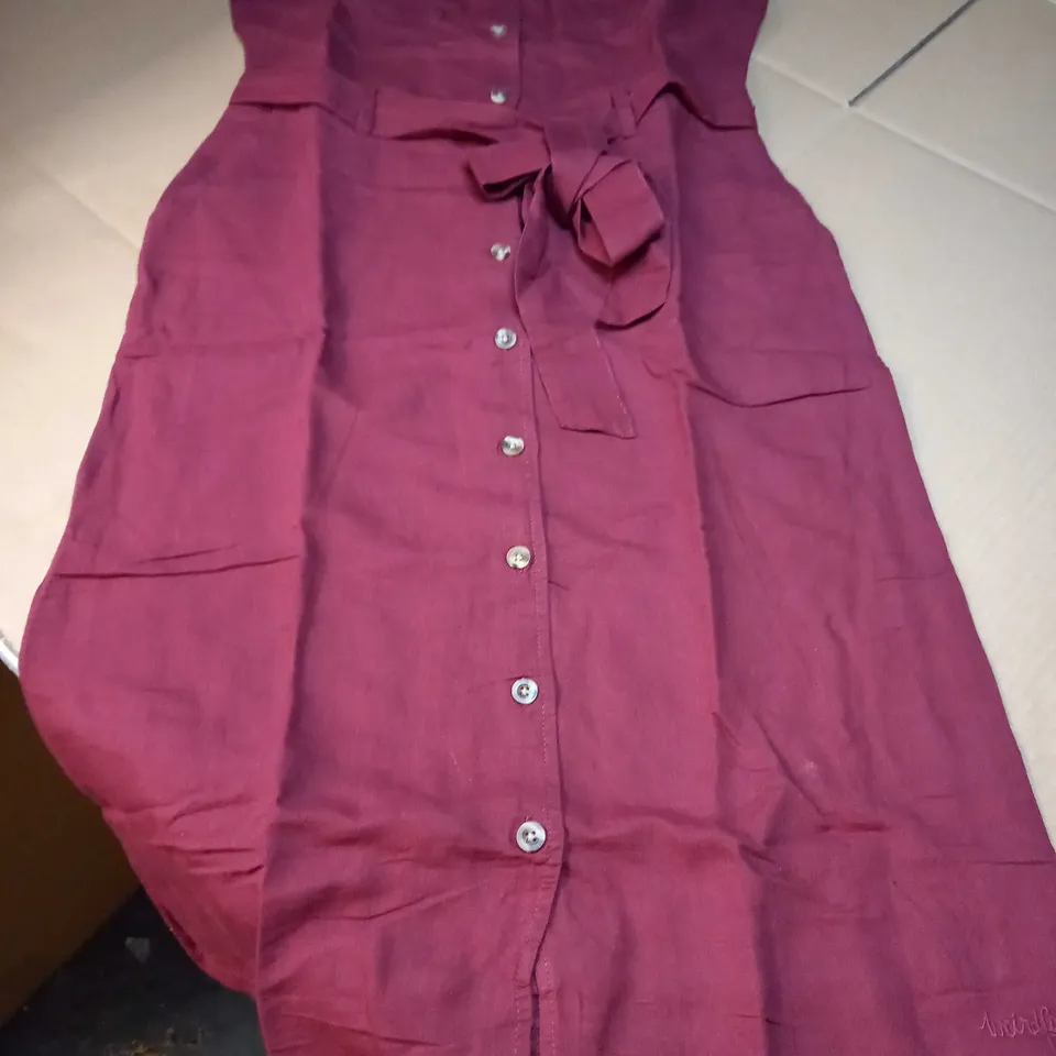 WEIRDFISH PINOT WINE RIMA LINEN DRESS - SIZE 10