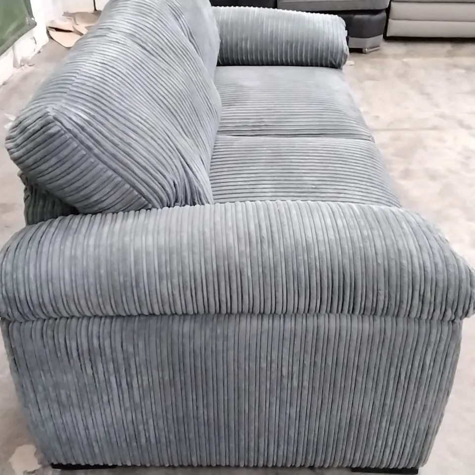QUALITY DESIGNER 3 SEATER SOFA - GREY RIBBED SUADE