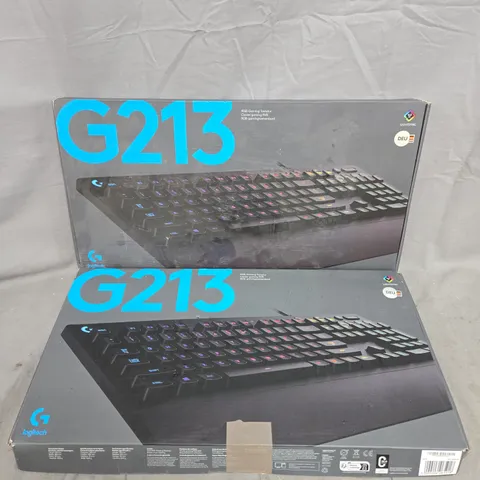 2 X BOXED LOGITECH G213 GAMING KEYBOARDS (GERMAN LAYOUT)
