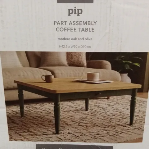 BOXED PIP COFFEE TABLE - MODERN OAK & OLIVE (1 BOX)