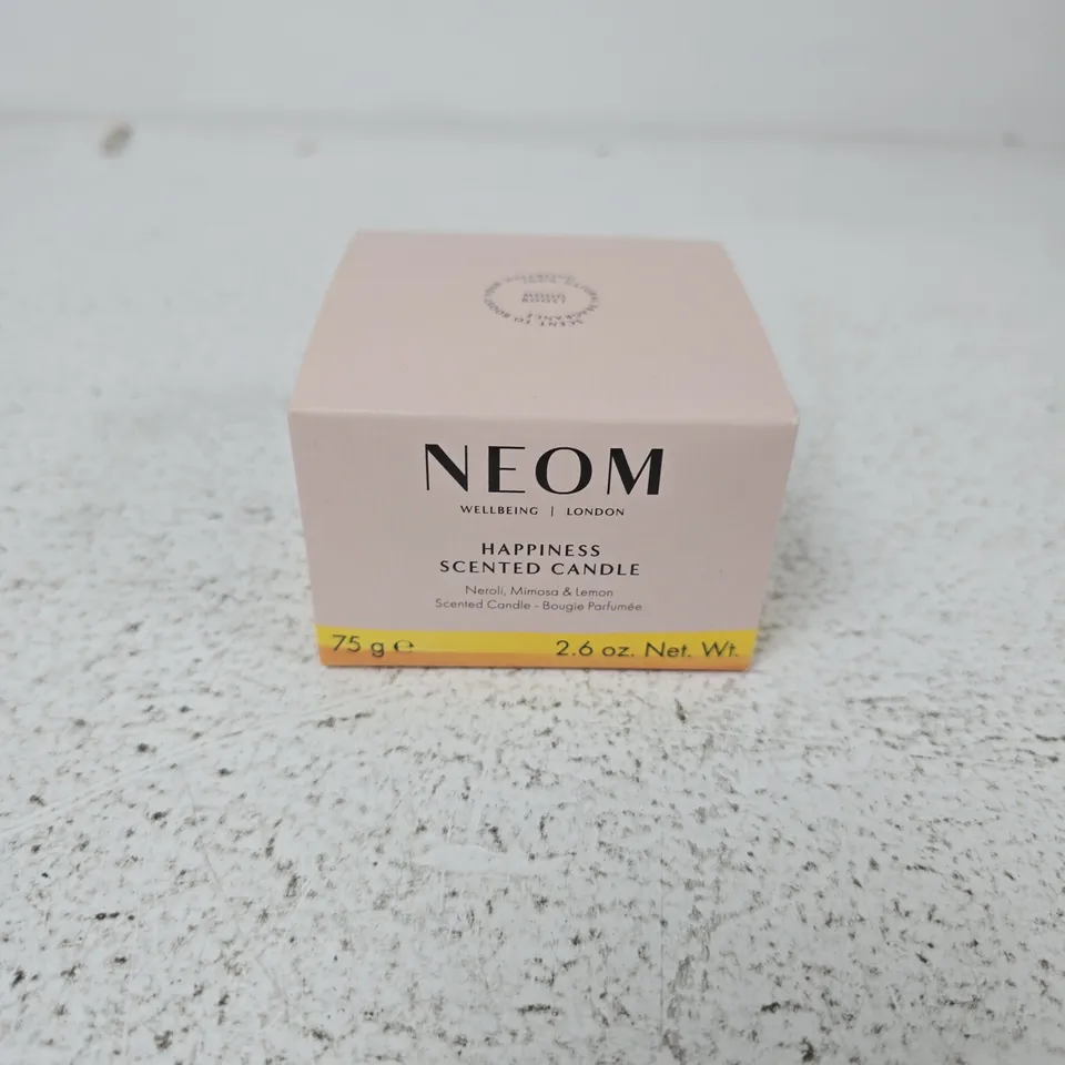 NEOM HAPPINESS SCENTED CANDLE – NEROLI, MIMOSA & LEMON (75G)