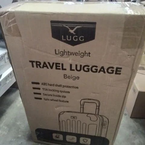 BOXED LIGHTWEIGHT TRAVEL LUGGAGE SUITCASE IN BEIGE