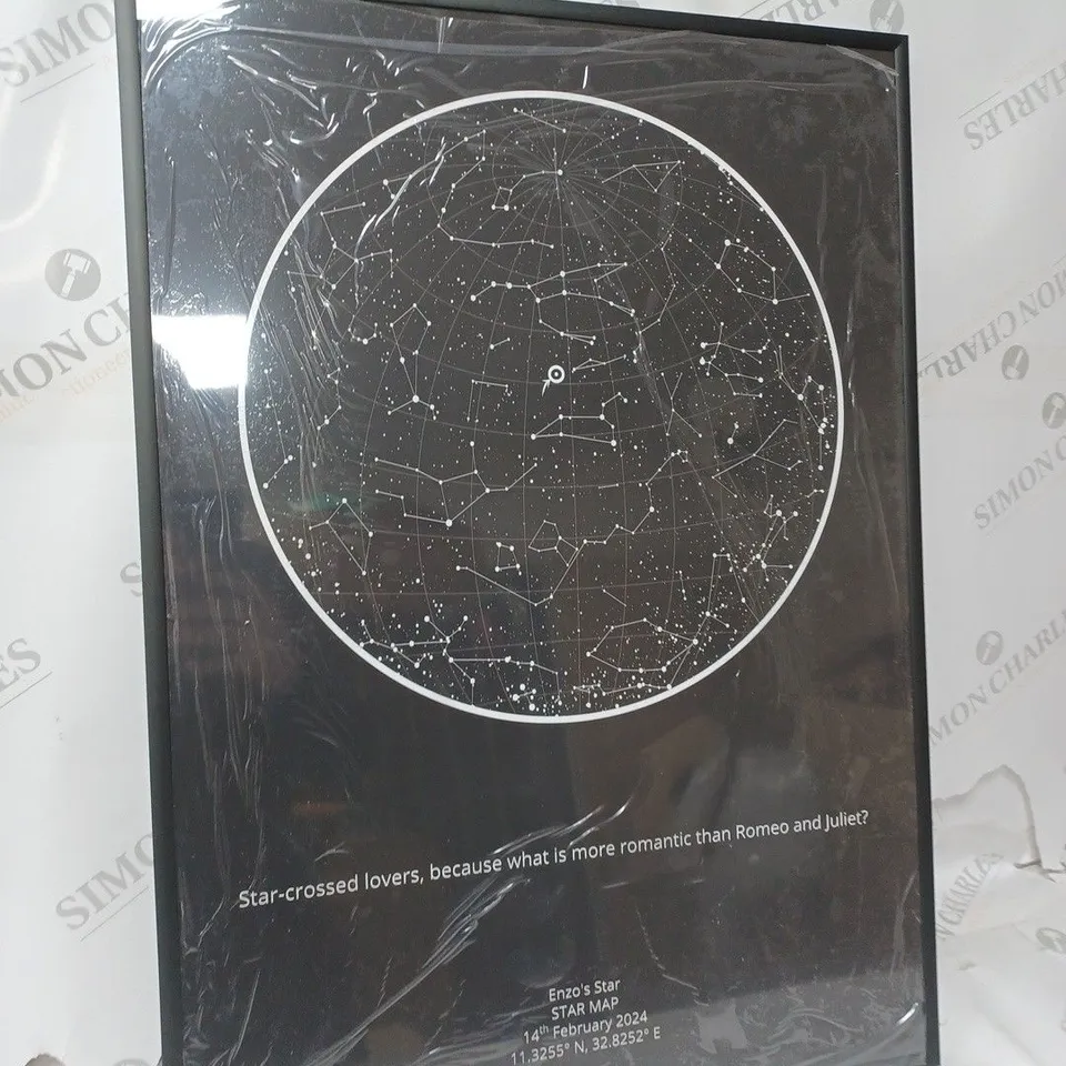 BOXED STAR MAP BLACK FRAMED PICTURE