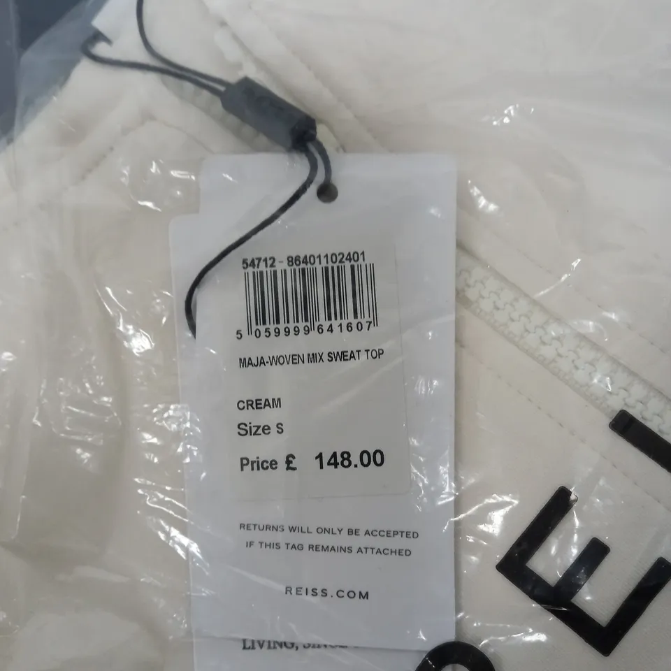 BAGGED REISS WOVEN MIX SWEAT TOP SIZE S