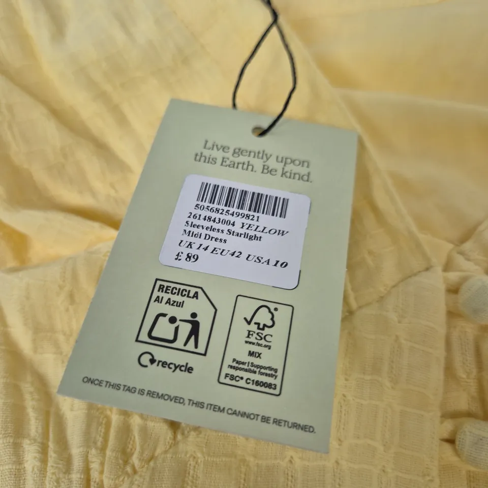 NOBODY'S CHILD YELLOW SLEEVELESS DRESS – UK 14 (EU 42, USA 10)