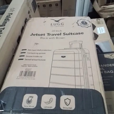 LUGG 20INCH SKYWANDER TRAVEL SUITCASE BLACK WITH BROWN 
