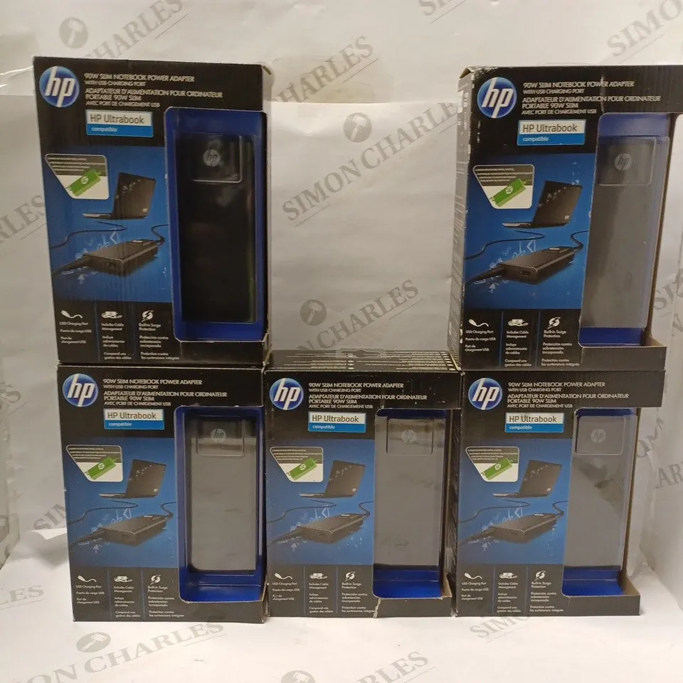 LOT OF 5 HP 90W SLIM NOTEBOOK POWER ADAPTERS
