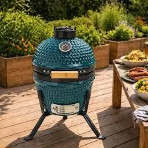 BOXED NEO KAMADO 13" CERAMIC MINI BBQ GRILL - MEDBLUE