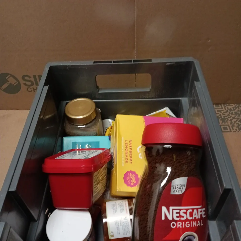 APPROXIMATELY 14 ASSORTED FOOD ITEMS INCLUDING ICED BREW TEA AND NESCAFE COFFEE 300G JAR 