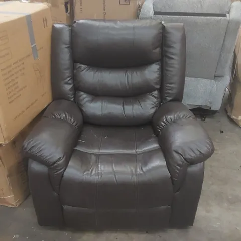 DESIGNER FUAX LEATHER MANUAL RECLINER ARMCHAIR - NOT WORKING 
