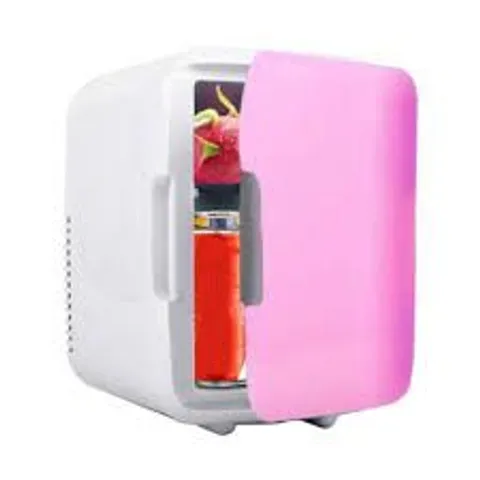 BOXED MINI 12V CAR REFRIGERATOR IN PINK