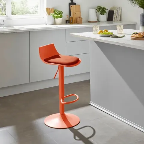 BOXED DALLIS HEIGHT ADJUSTABLE BARSTOOL, FABRIC - TIGERLILY (1 BOX)