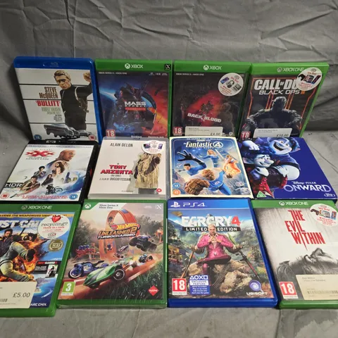 APPROXMATE;Y 15 ASSORTED DVDS AND GAME CONSOLE GAMES 