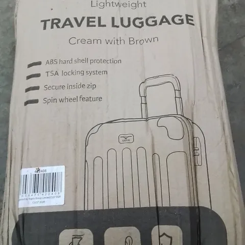 BOXED LIGHTWEIGHT TRAVEL LUGGAGE SUITCASE (COLOURS VARY)
