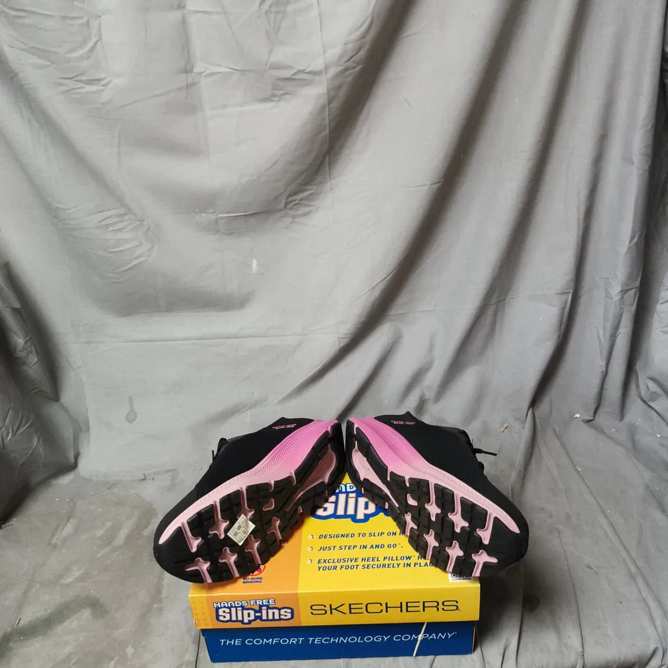 SKECHERS WOMEN'S SLIP-INS MEMORY FOAM SNEAKERS – BLACK/PINK, UK 6 (US 9)