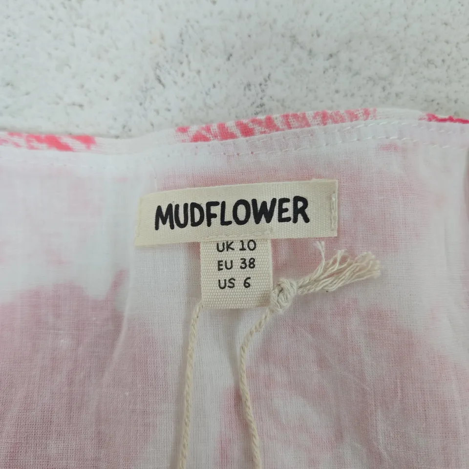 MUDFLOWER WOMEN'S BLOUSE – PINK LEAF PRINT, UK 10 (EU 38, US 6)