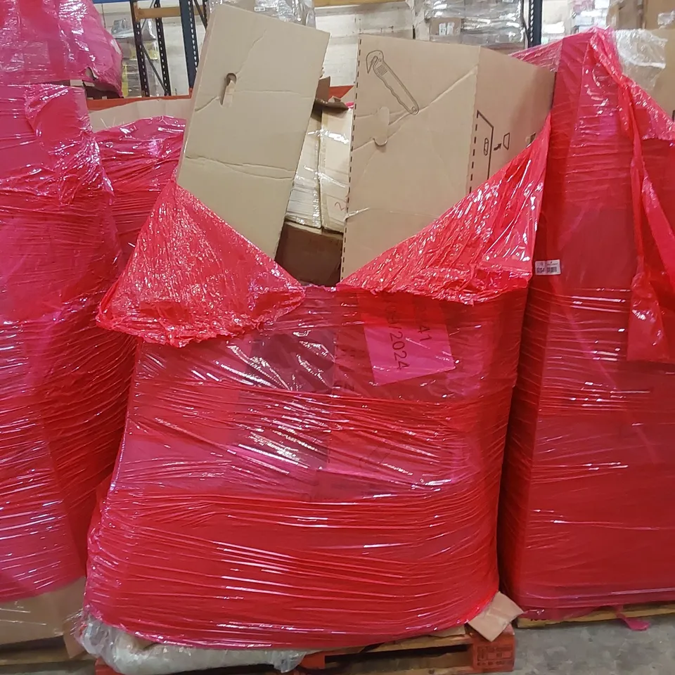 PALLET OF ASSORTED HOUSEHOLD ITEMS AND CONSUMER PRODUCTS TO INCLUDE; FOOD DEHYDRATOR, OFFICE CHAIR, BOXED FURNITURE ETC 