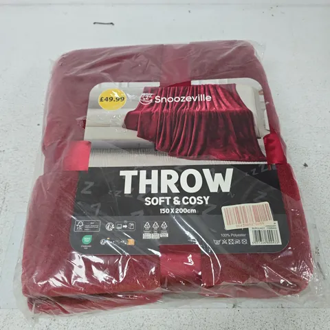 SNOOZEVILLE THROW – SOFT & COSY, 150 X 200 CM, BURGUNDY