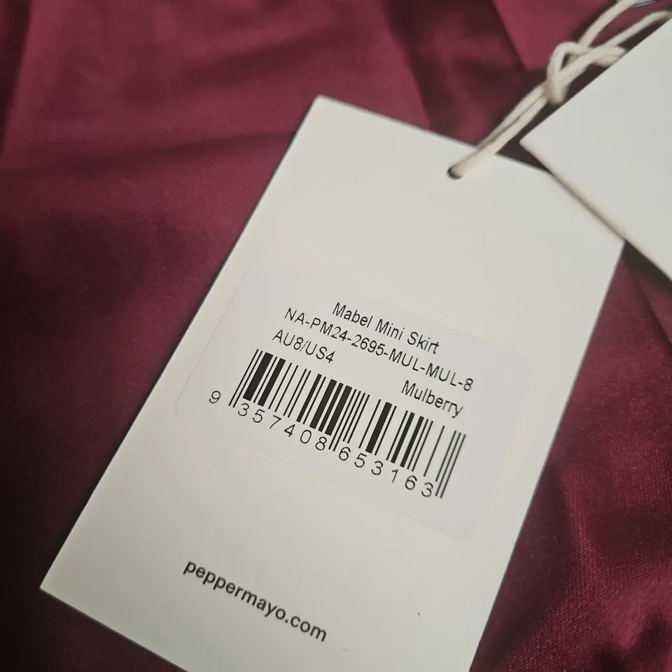 PEPPERMAYO MABEL MINI SKIRT – MULBERRY, UK 8