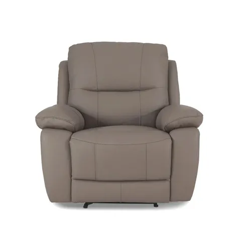BOXED DESIGNER TIVOLI MANUAL RECLINING EASY CHAIR LIGHT GREY LEATHER