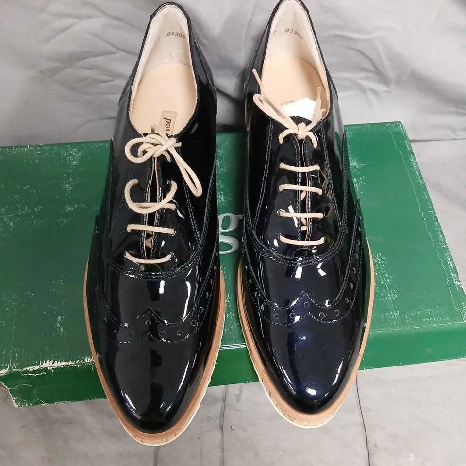 PAUL GREEN BLACK PATENT LEATHER BROGUE DRESS SHOES – UK 7