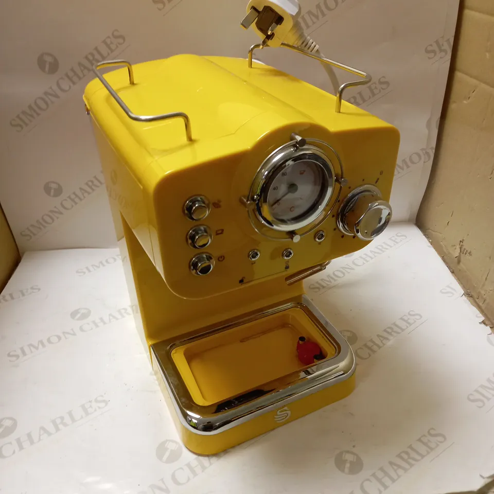 SWAN RETRO PUMP ESPRESSO COFFEE MACHINE - YELLOW