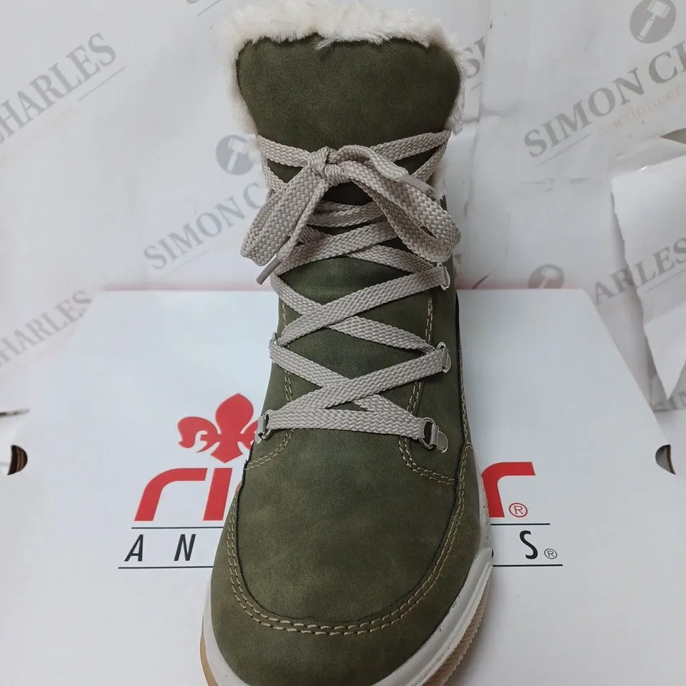 BOXED RIEKER WARM HIKING BOOTS, KHAKI - SIZE 7.5