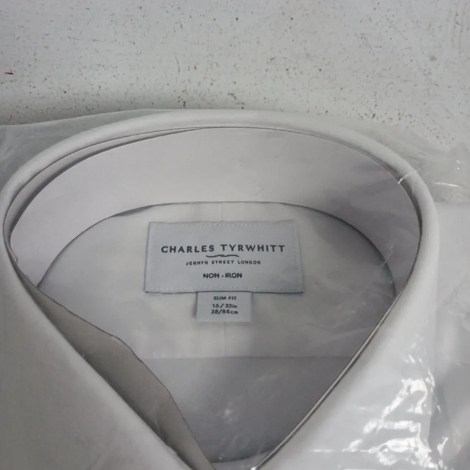 CHARLES TYRWHITT NON-IRON SLIM FIT SHIRT – WHITE, COLLAR 15IN, SLEEVE 33IN (38/84 CM) – JERMYN STREET LONDON