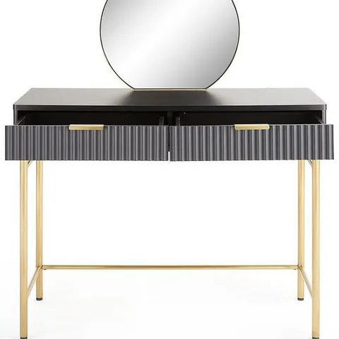 CORA DRESSING TABLE AND MIRROR SET - BLACK/BRASS - COLLECTION ONLY 