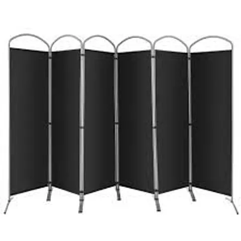 BOXED COSTWAY 6-PANEL ROOM DIVIDER FOLDING PRIVACY SCREEN FABRIC WALL DIVIDER 331 X 188cm - BLACK