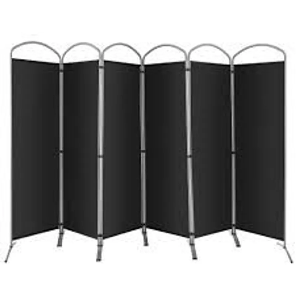 BOXED COSTWAY 6-PANEL ROOM DIVIDER FOLDING PRIVACY SCREEN FABRIC WALL DIVIDER 331 X 188cm - BLACK