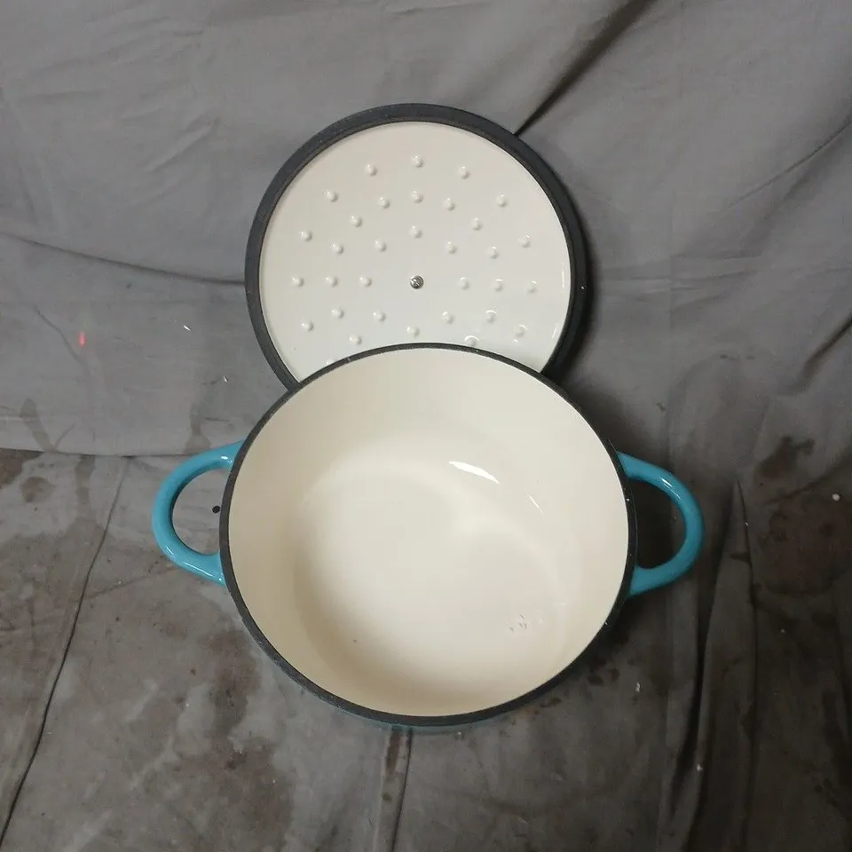 BOXED HOMESMART CAST IRON POT – TURQUOISE ENAMEL, WITH LID