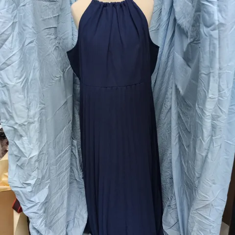 UK 18 ASOS DESIGN NAVY HALTER-NECK MAXI DRESS