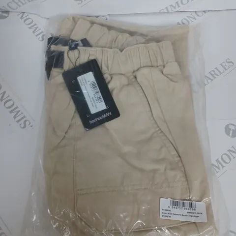 BAGGED BOOHOO ELASTIC WAIST RELAXED CARGO JOGGERS SIZE M
