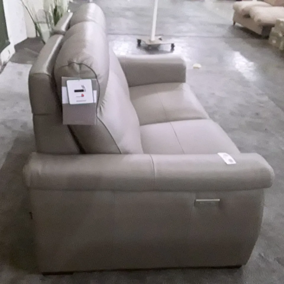 QUALITY ITALIAN DESIGNER ADRIANO ELECTRIC RECLINER LOVESEAT - TAUPE LEATHER